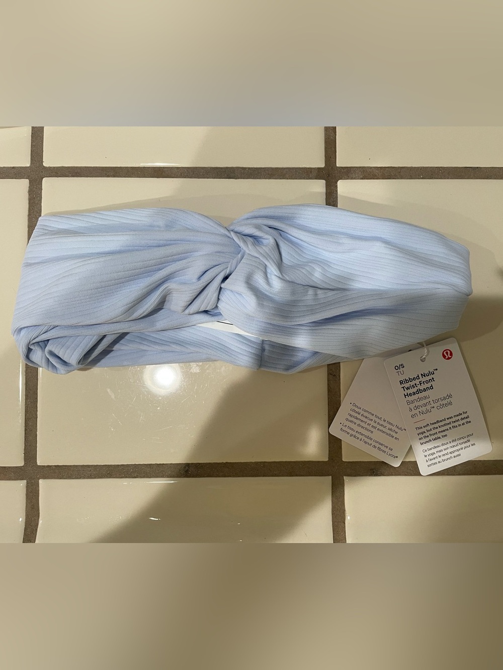 Lululemon Ribbed Twist-Front Headband in Light Blue